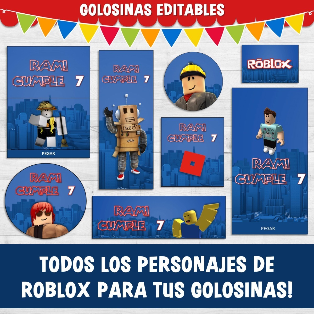 Kit Candy Bar Editable Roblox 119 99 En Mercado Libre - fotos de roblox personajes editados