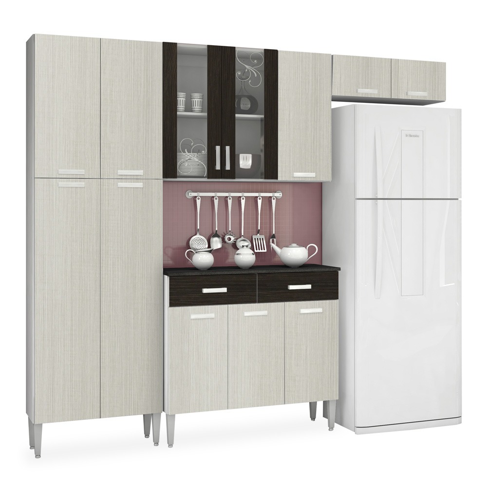 Kit Cozinha Compacta Com Paneleiro E Portas De Vidro Arena R 830 Kit Cozinha Compacta Com Paneleiro E Portas De Vidro Arena R 830