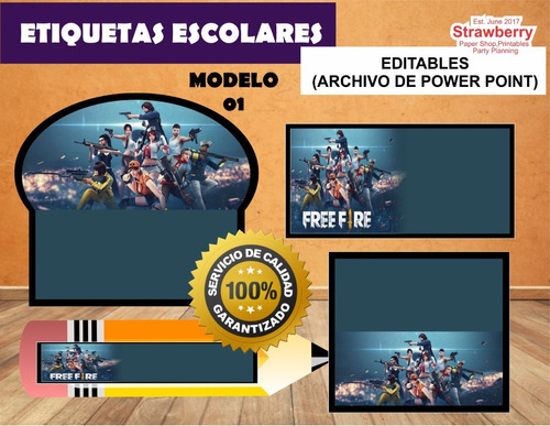 Kit De Etiquetas Escolares Editable Free Fire - $ 25.00 en Mercado Libre