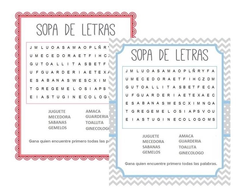 Sopa De Letras Para Baby Shower Resuelto Free Printable Model Gaya Masa