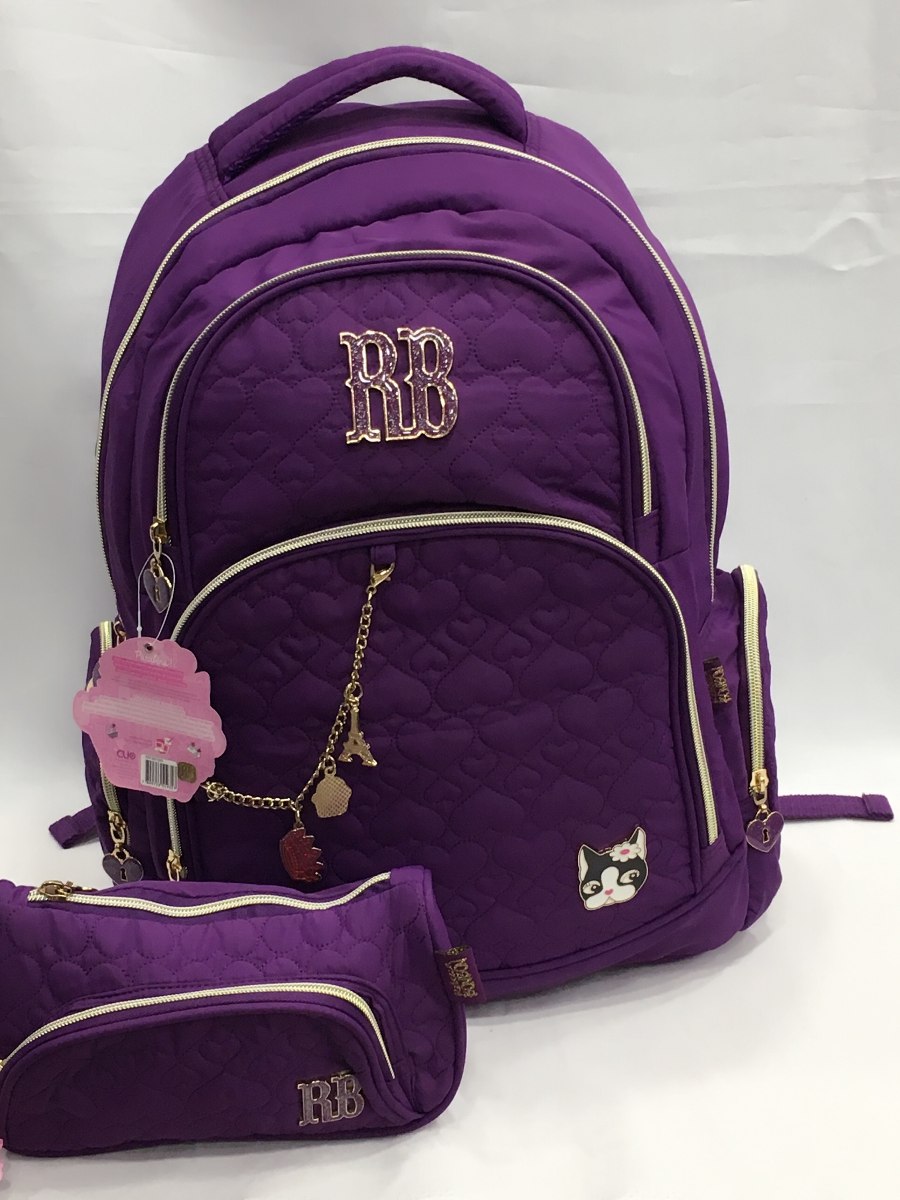 kit de mochila rebecca bonbon com estojo mesma estampa latop r