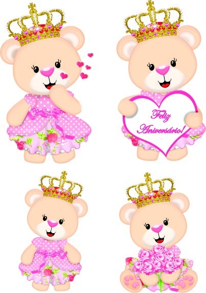 kit displays de chão ursinha princesa 4 pç totens mdf 3mm r 84
