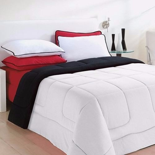 Enxovais Edobazar Kit Edredom Casal 100 Algodao Dupla Face Preto
