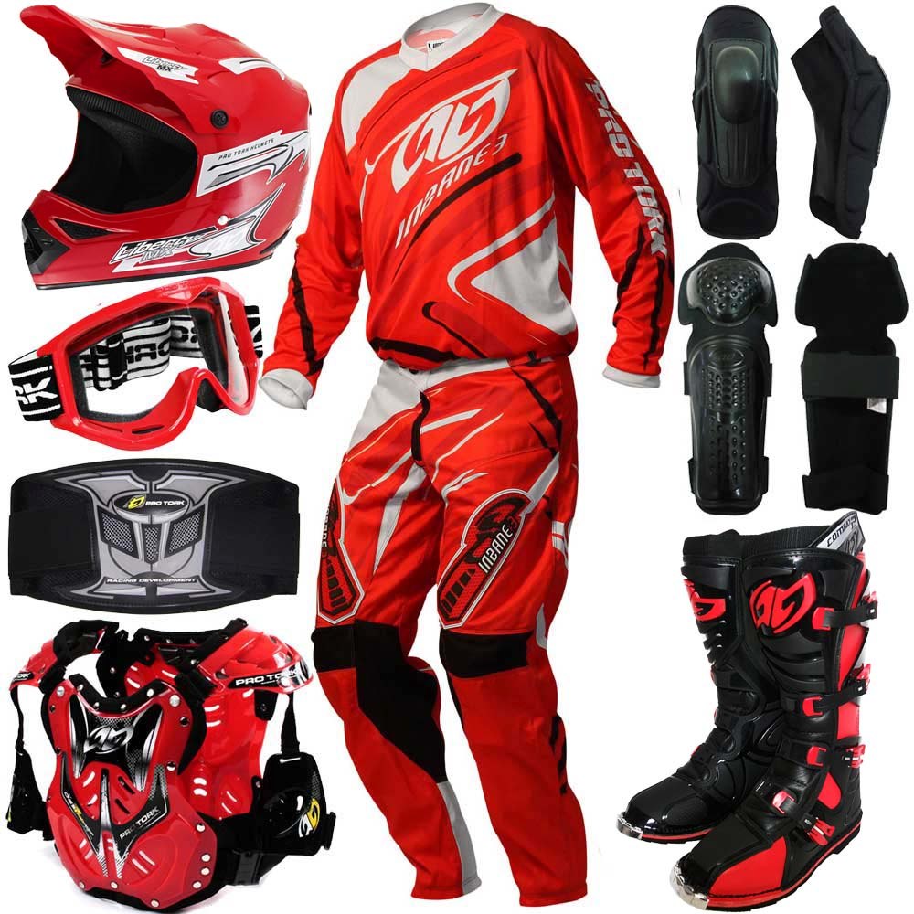 Kit Equipamento Pro Tork Insane 3 | 9 Itens Motocross Trilha - R$ 1.049