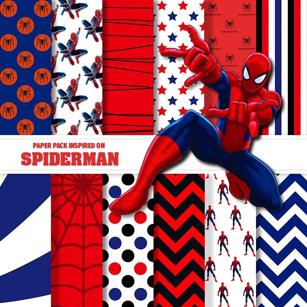 Kit Fondos Papel Digital Spiderman Hombre Araña + Imágenes 