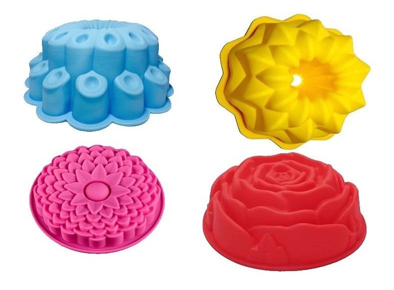 Kit Formas Silicone Para Bolo Torta Pudim Pao Com 4 Formas R