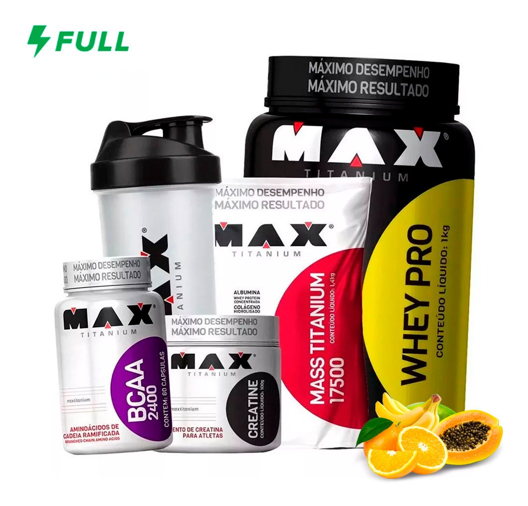 Kit Ganho De Massa Muscular Max Titanium - R$ 94,90 em Mercado Livre