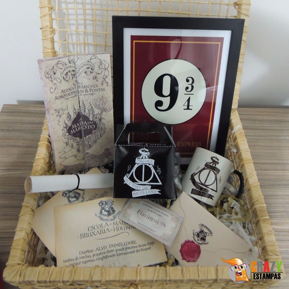 Kit Harry Potter Deluxe (8 Itens) Com Varinha! + Kit 