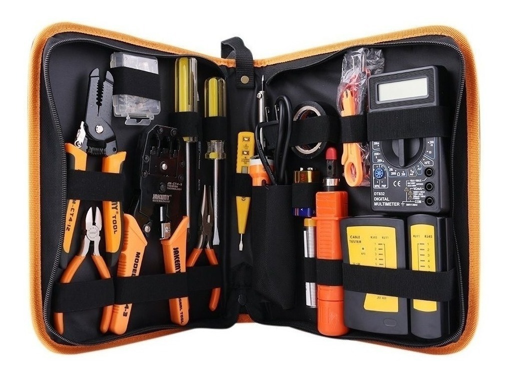 soldador probador de cables LAN//Cat5e//Cat6 alicates de pelado Kits de herramientas inform/áticas: herramientas de mantenimiento de cables de red profesionales 17 en 1: conectores RJ45//RJ11//8P8C
