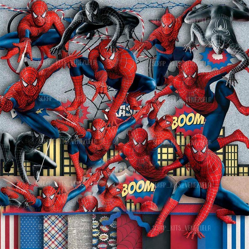 Kit Imagenes Spiderman Hombre Araña Fondos Papel Digital 
