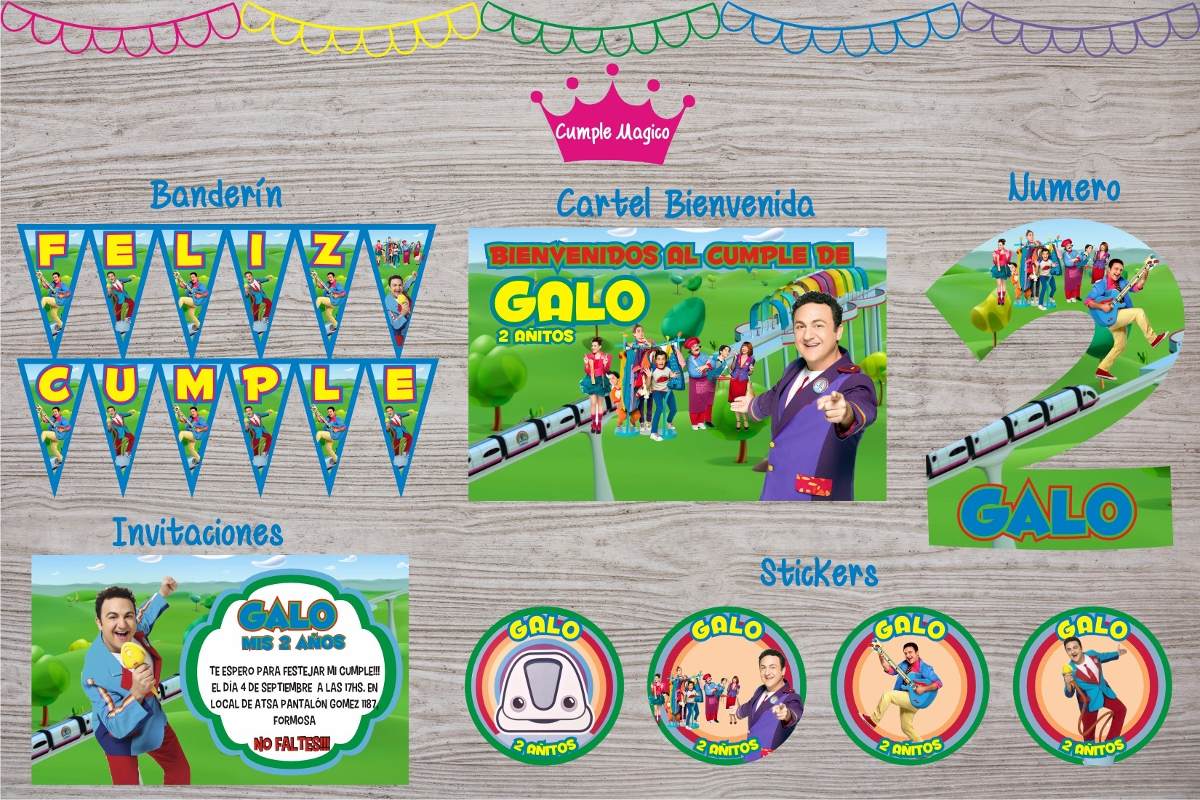 Kit Impreso Topa Junior Express Banderín Cartel Sticker Deco