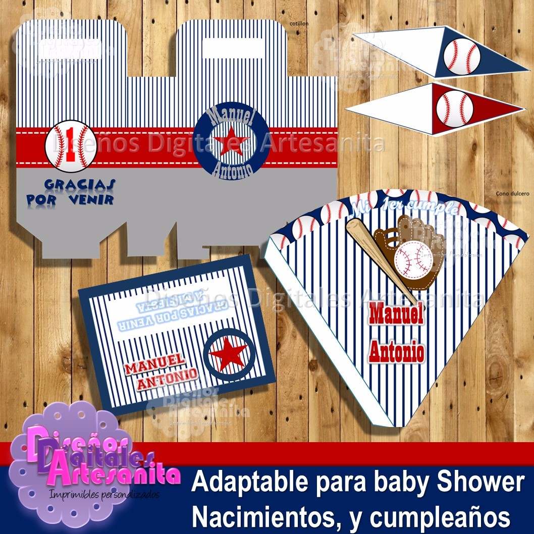 Kit Imprimible Béisbol Cumples Baby Shower Personalizado 