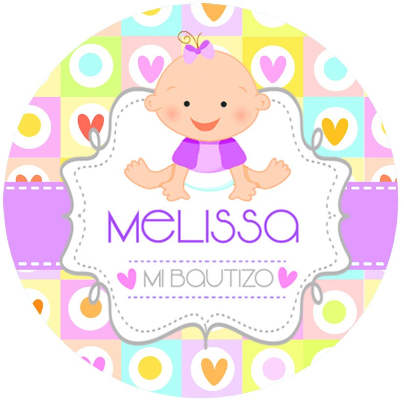 Kit Imprimible Etiquetas Bautizo Niña Personalizado 