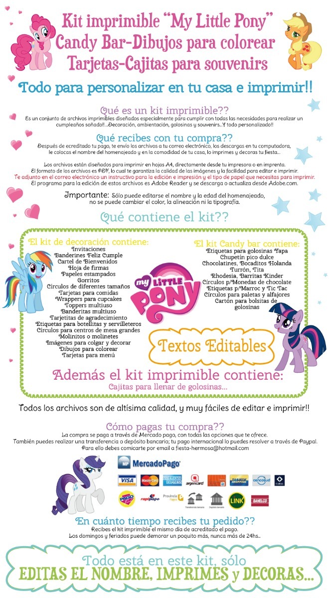 kit imprimible my little pony tarjetas candy bar cajitas como hacer tarjetitas de agradecimiento