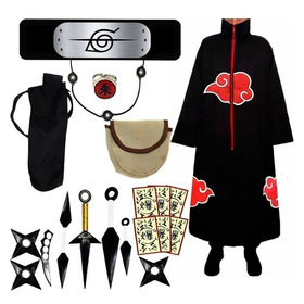 Kit Itachi Manto Akatsuki Infantil + 19 Itens Cosplay Naruto