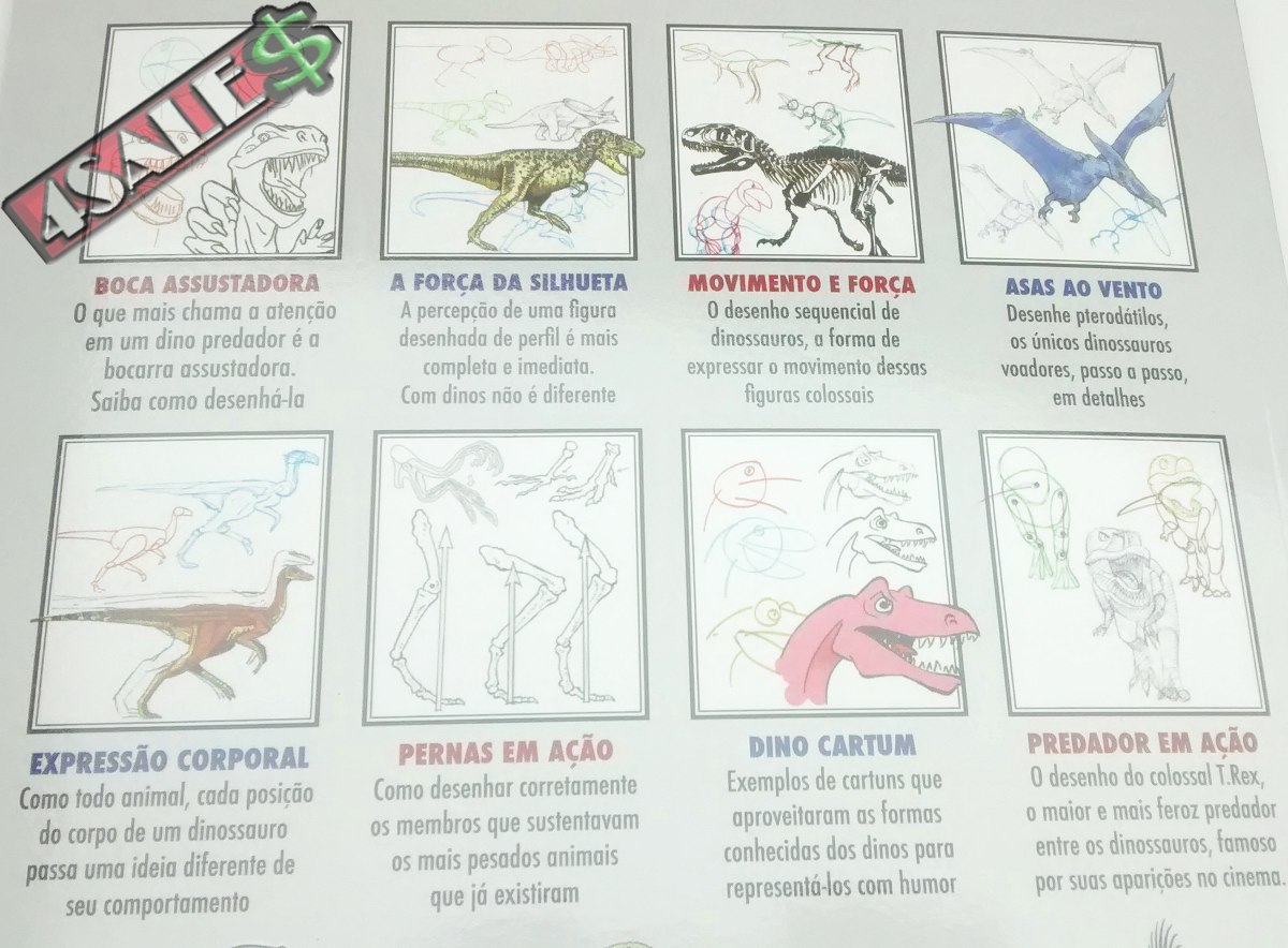 kit livro desenhar 7 dinossauro borracha jurassic colorir r 38
