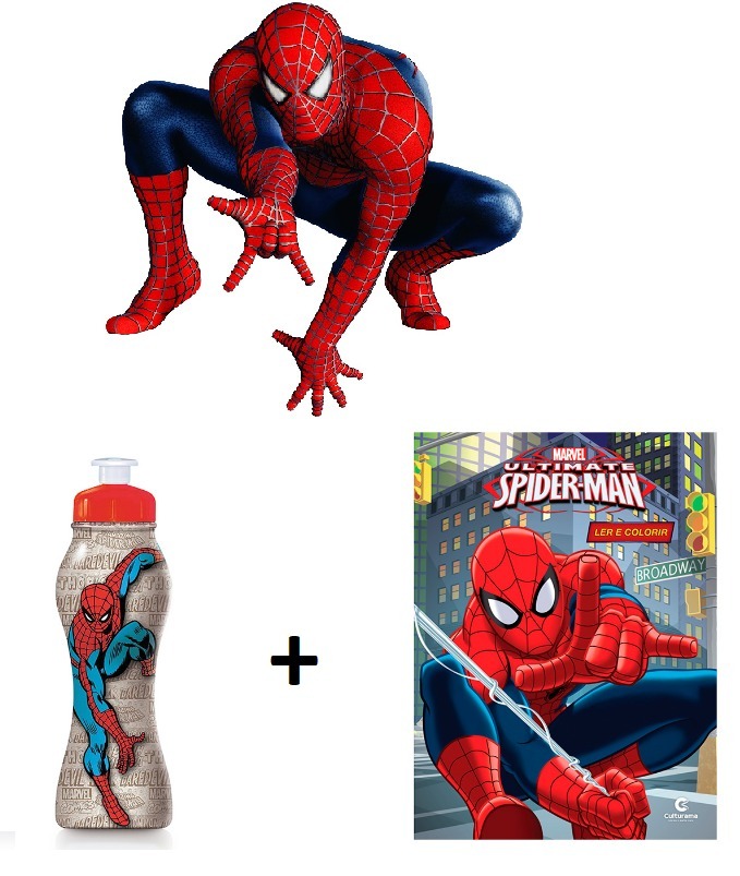 kit livro gigante colorir homem aranha squeeze volta aula r 9 20