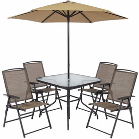 4 Jardín Sillas Para Paraguas Mesa Plegables Kit redQxoECBW