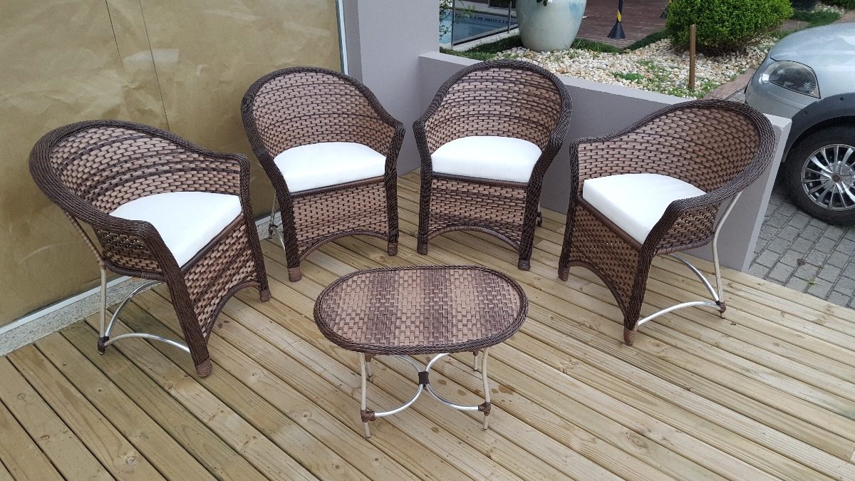 Kit Móveis Cadeiras De Jardim Varanda Externa Vime