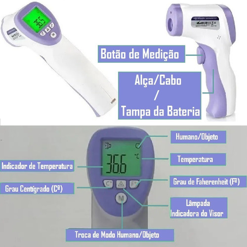 Kit Termômetro Digital Infraverme Médic Ouvido Febre Dt-8826 - R ...
