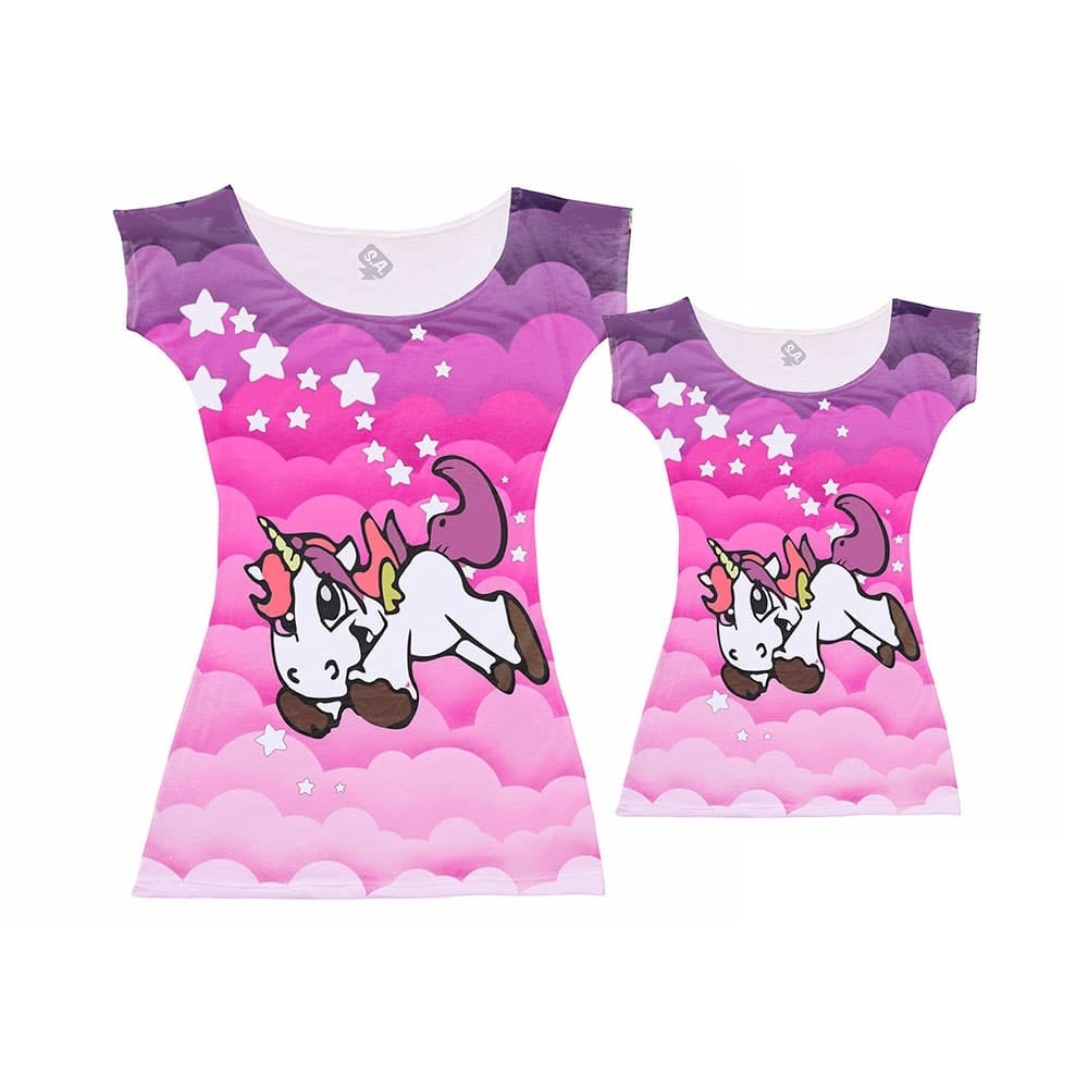 vestido mae e filha unicornio
