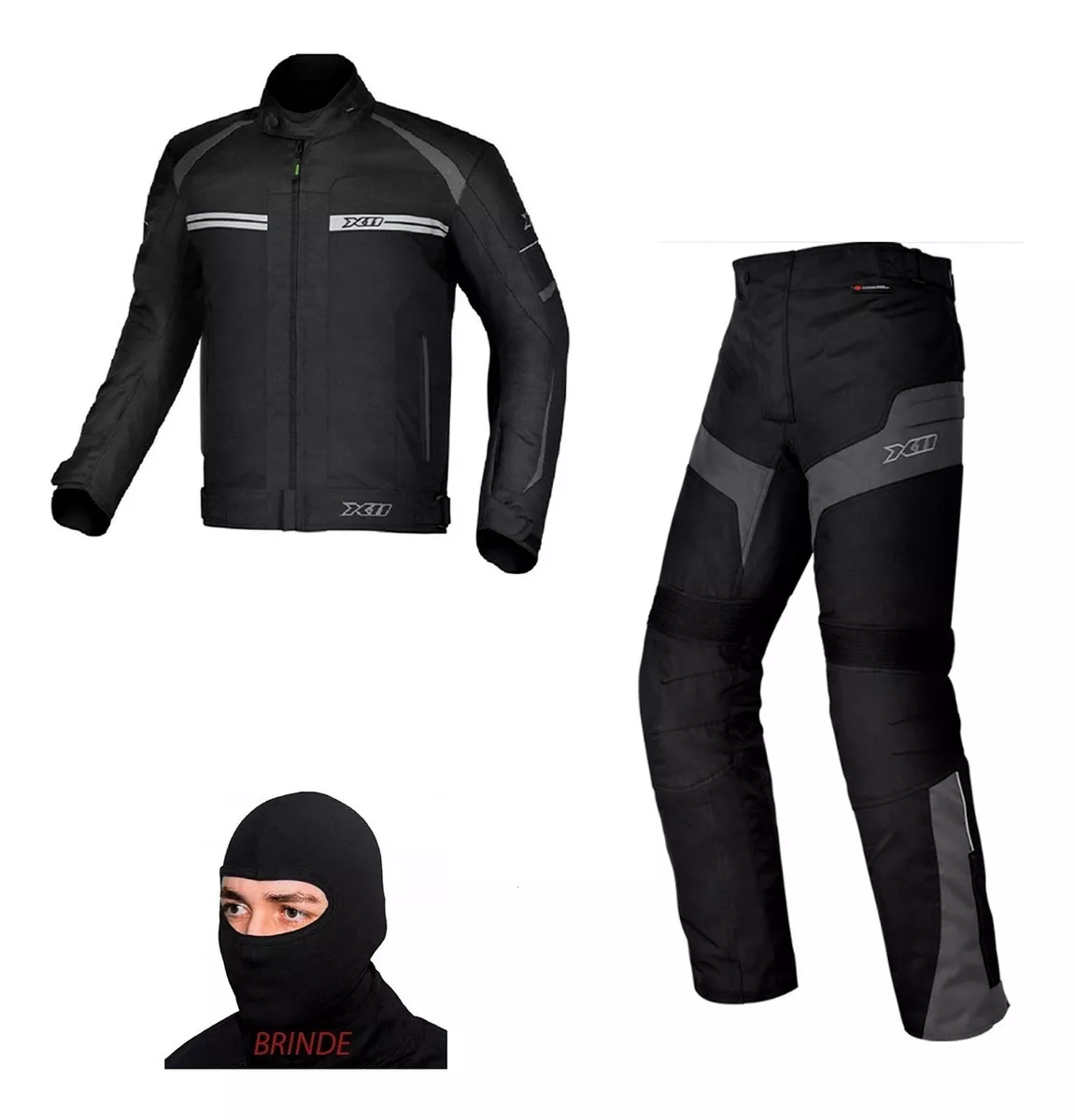 jaqueta e calça para motociclista