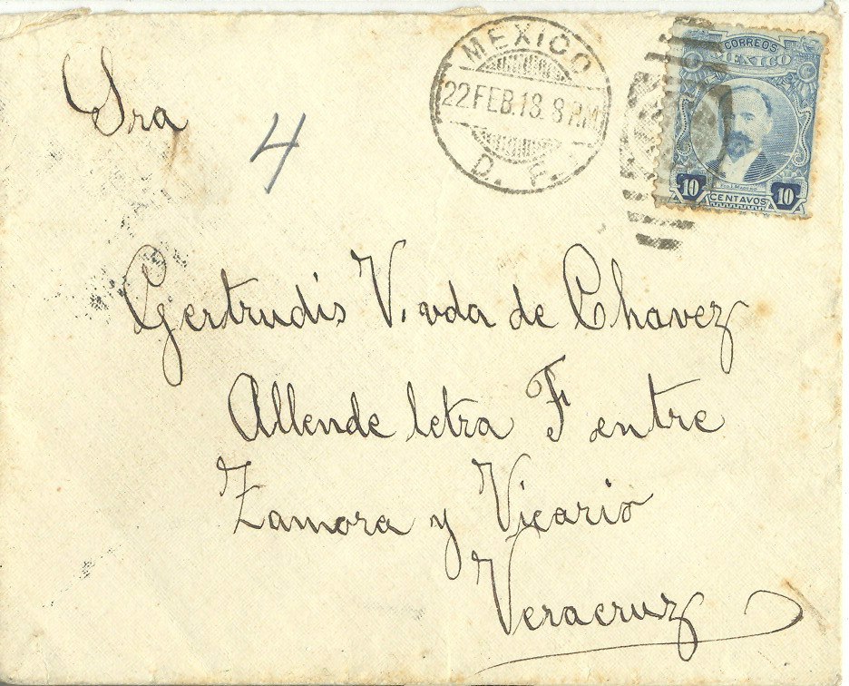 L25-carta Antigua Circulada 1918 Con Timbre De Madero-hm4 