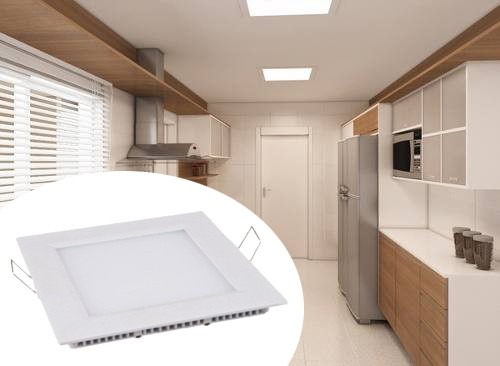 Lampada Led Painel Slim 6w Quadrado Teto Gesso Embutir