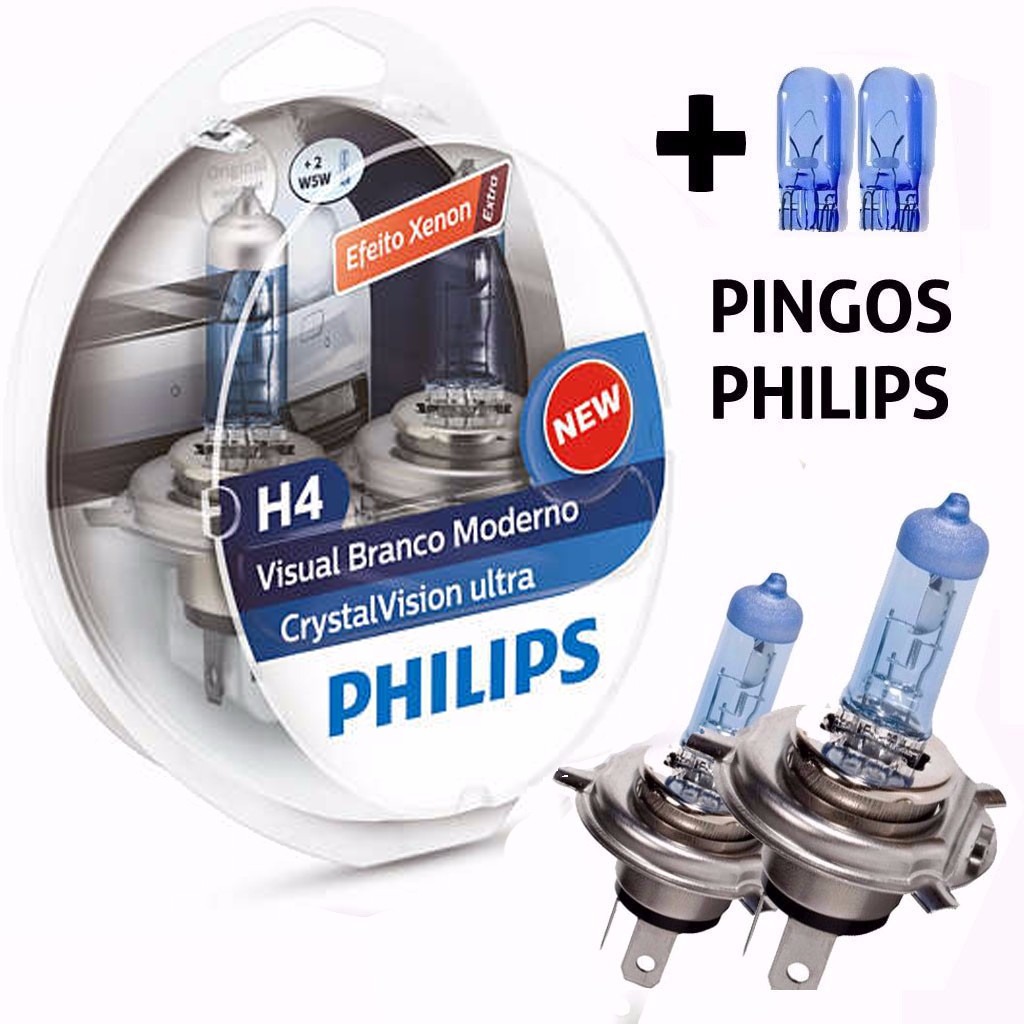 Lampada Philips Farol H4 Cristal Vision Super Branca