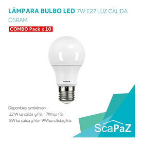 Lampara Bulbo Led 7w E27 Luz Calida Osram Combo X10