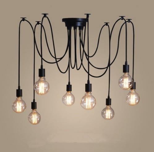Lámpara Colgante De Techo Edison Vintage Industrial 8 Focos - $ 1,889.