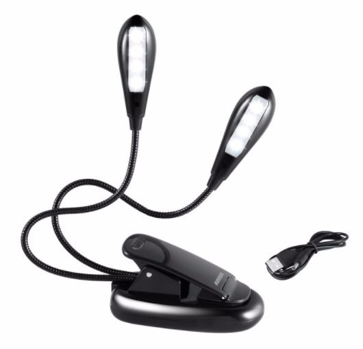 8 LED Luz de lectura LED recargable Luz por atril recargable doble cabeza