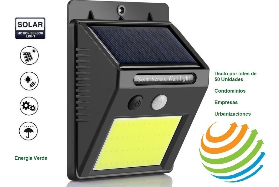 Lampara solar con sensor de movimiento y luz interior y exterior 24 LED COB