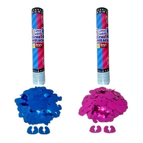 Lança Confete Pezinho Rosa/azul - Chá Revelação 1 Unidade