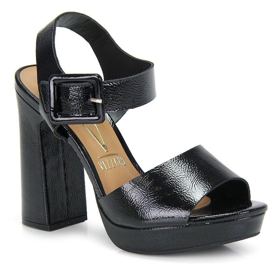 Lançamento Sandália Salto Grosso Vizzano Preto Verniz C - R$ 149,90 em Mercado Livre