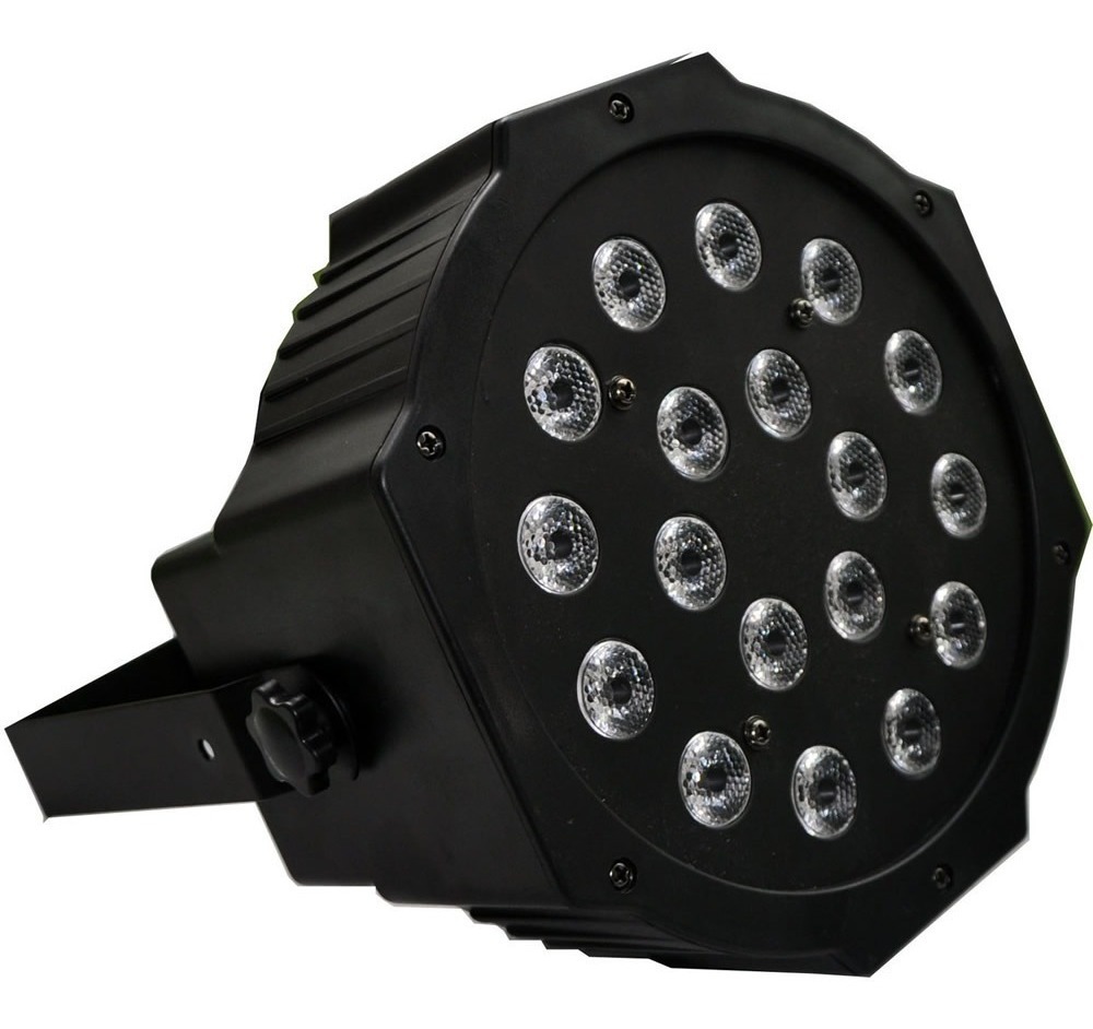 Led Refletor Canhão Slim Par 56 Rgb 18 Led Luz Efeito Strobo - R$ 90,00