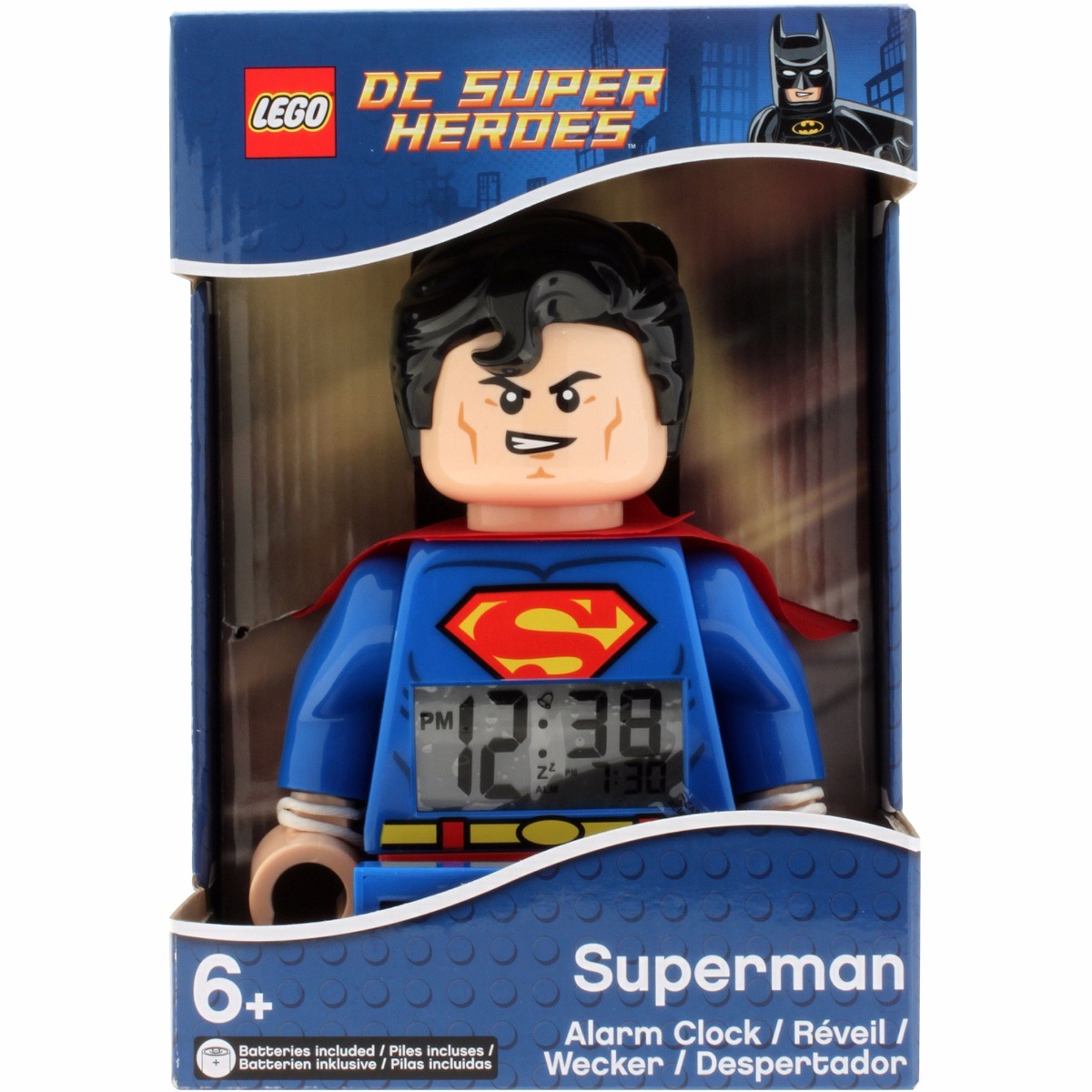 Lego DC COMICS SUPER HEROES SUPERMAN minifigura Despertador Azul Rojo 9.5 pulgadas