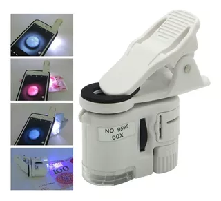 Lente Microscopio Universal Mini 60x Luz Led Y Uv + Envío