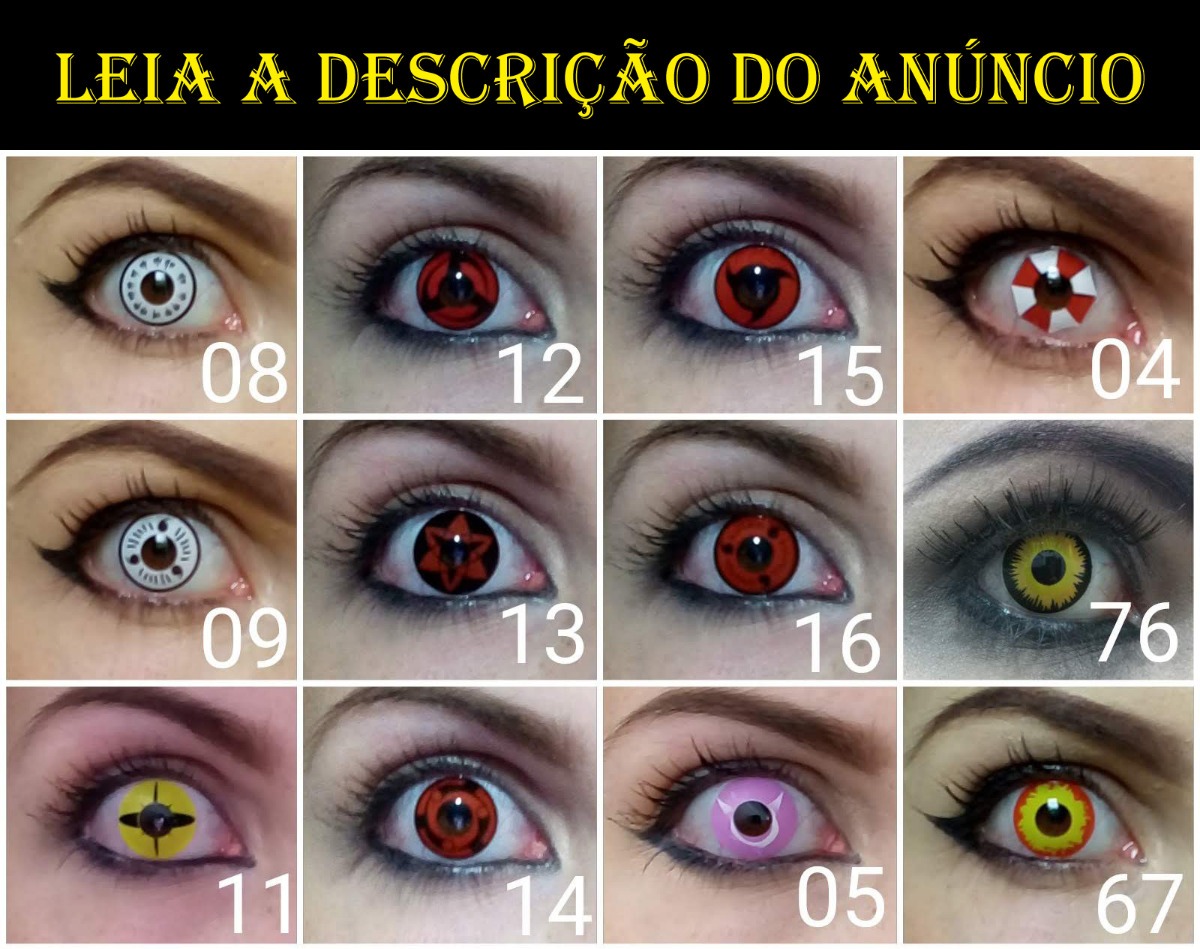 Lentes De Contato Halloween Cosplay Sharingan Dura 3 Anos