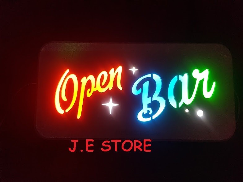 Letreiro Led Placa Luminosa Open Bar Artesanal Bivolt. - R