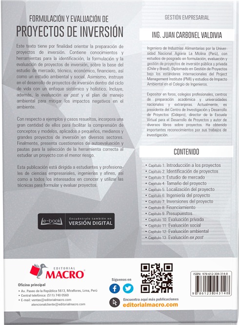 Libro Formulacion Y Evaluacion De Proyectos De Inversion U S 33