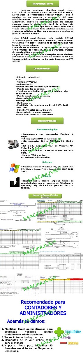libros excel contabilidad iva compra venta seniat formatos bs