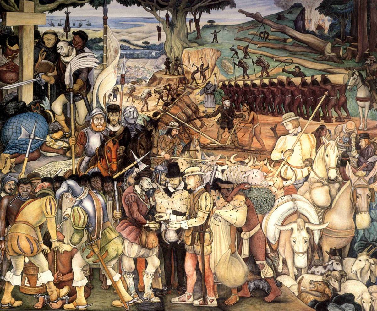 Lienzo Tela Llegada De Hernán Cortés Diego Rivera 60 X 50 