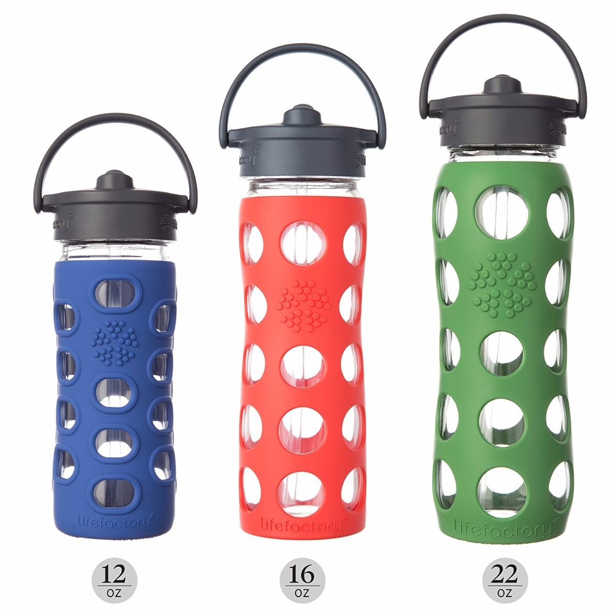 Lifefactory Vidrio-Botella con Paja Cap