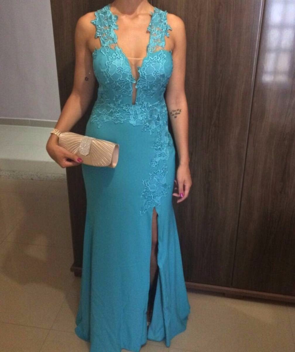 Lindo Vestido De Festa Azul Tiffany - R$ 650,00 em Mercado Livre Lindo Vestido De Festa Azul Tiffany - R$ 650,00 em Mercado Livre