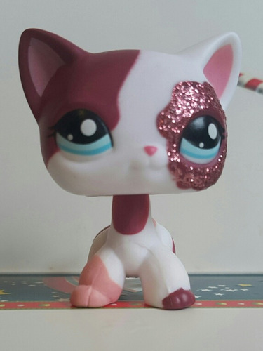 Littlest Pet Shop Lps Gata Branca Brilho Rosa E Olhos Azuis - R$ 490,00