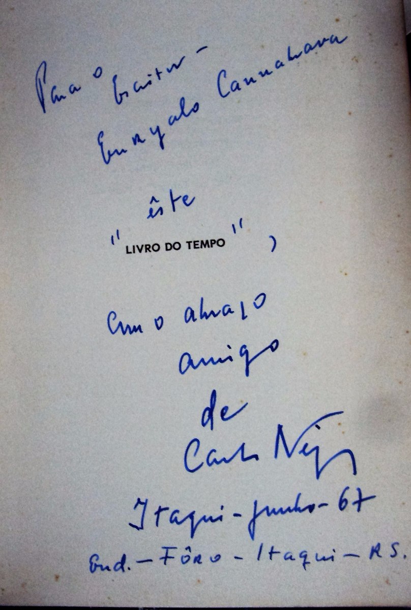 Livro Do Tempo - Carlos Nejar - Dedicatória + Carta E 