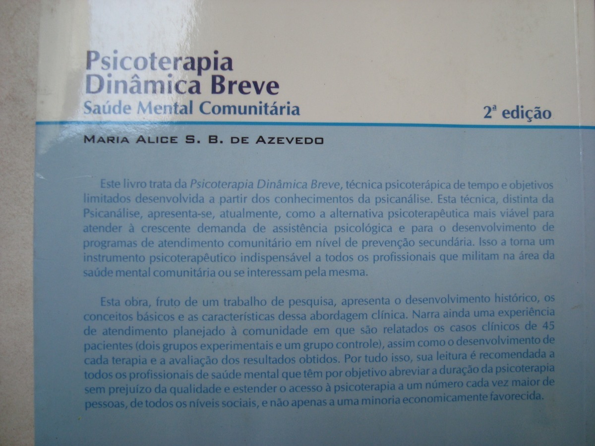 Livro Psicoterapia Dinâmica Breve - Maria Alice De Azevedo - R$ 49 ...