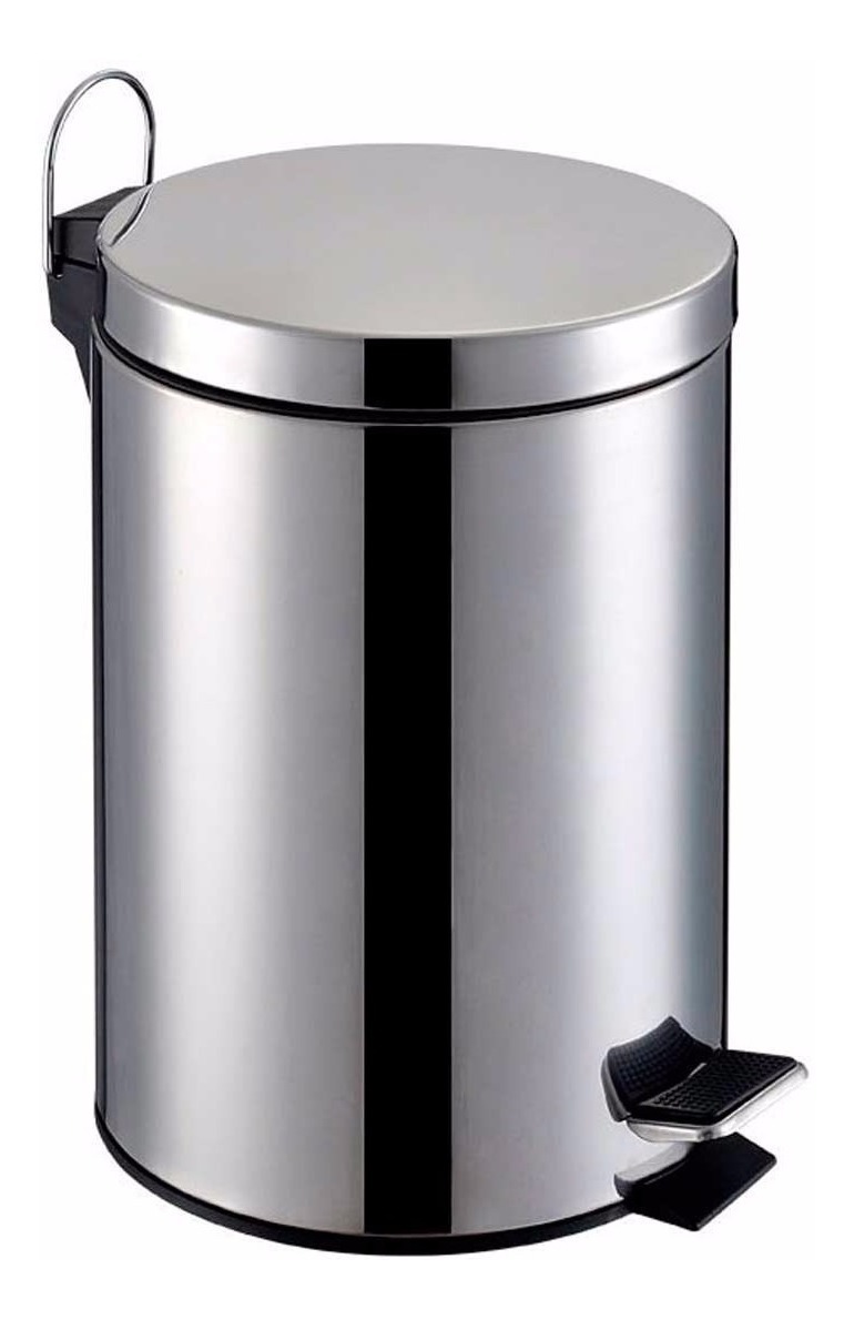 Cesto De Lixo Para Rua Lixeira Aco Inox Cesto De Lixo Removivel 5 Litros C/ Pedal - R$ 110,00