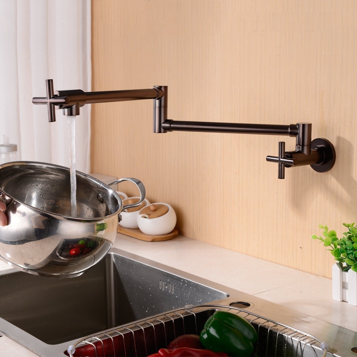 Llave Grifo Para Fregadero Cocina Pared Cobre Bronce Moderno - $ 14,925